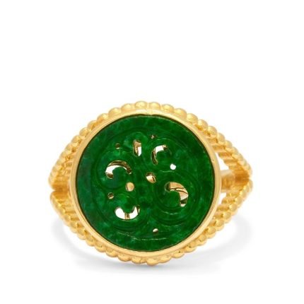 Type A Gan¡¯Qing Jadeite Ring in Gold Tone Sterling Silver 2cts